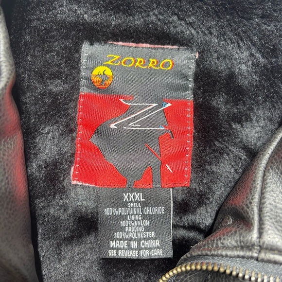 Zorro Jacket Mens 3XL Vintage USA Bomber Vegan Leather Patriotic American Pride - Picture 4 of 14